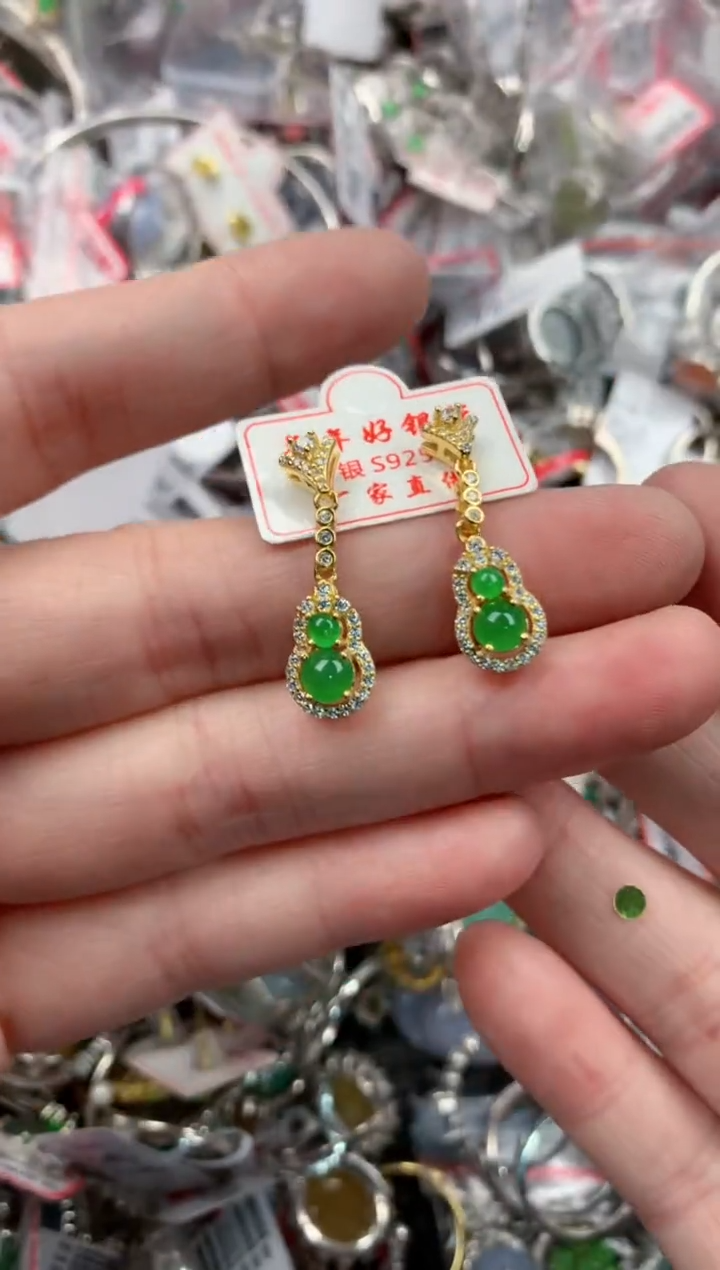 银S925镶嵌戒指翡翠12             10