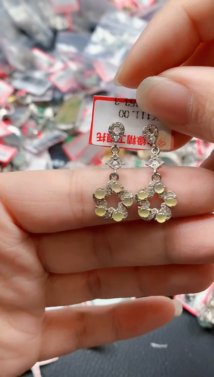 银S925镶嵌戒指翡翠天然A货缅甸翡翠
