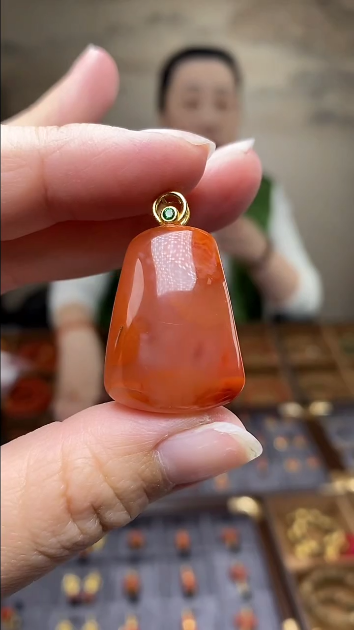 吊坠(不含链)银S925镶嵌南红玛瑙G10217