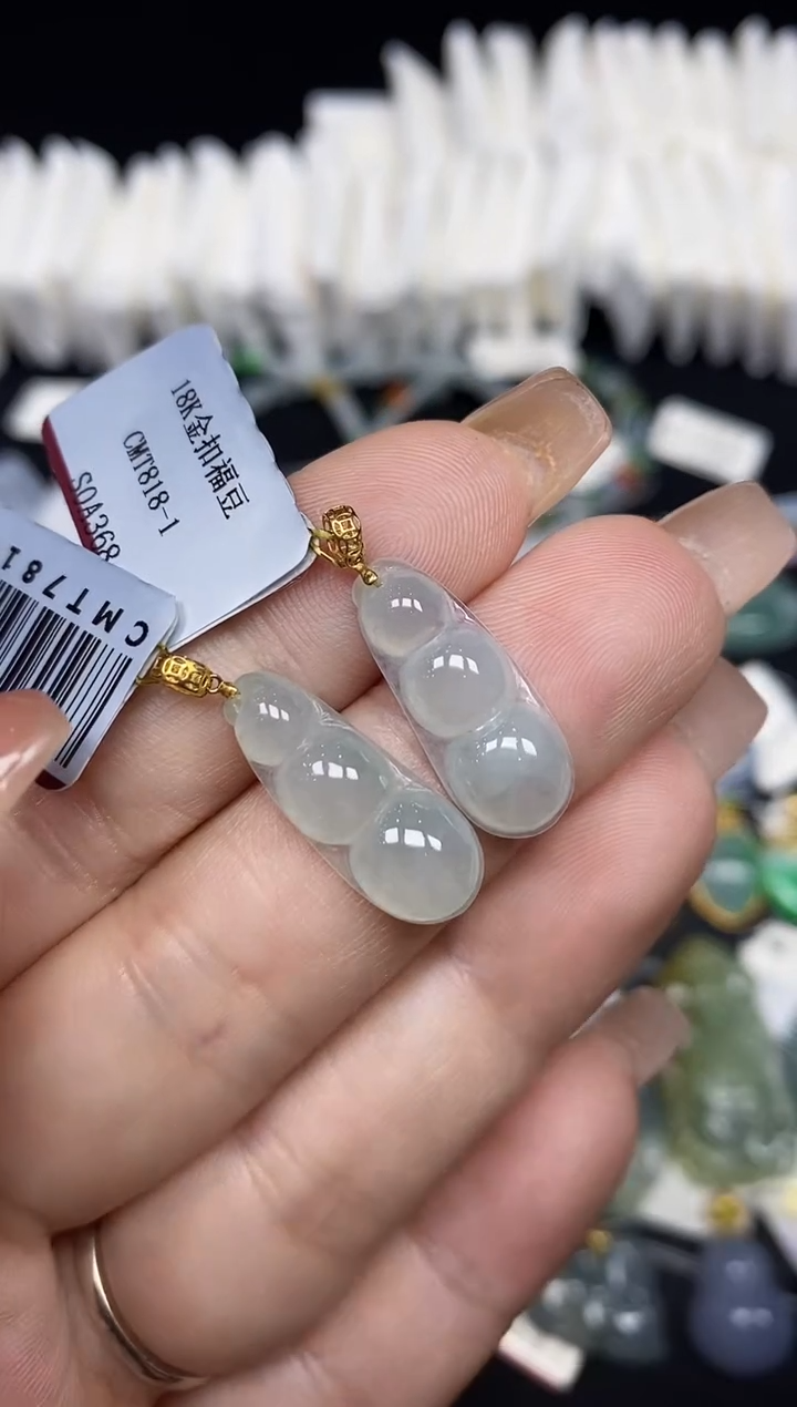 吊坠(不含链)18K金镶嵌翡翠18K金扣镶嵌多样性发其一@@CMT781-3