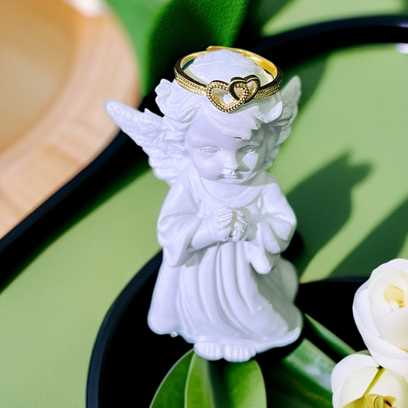 【YouZi先鉴后发】18K镶嵌心心相印戒指可调节情侣同款 A46