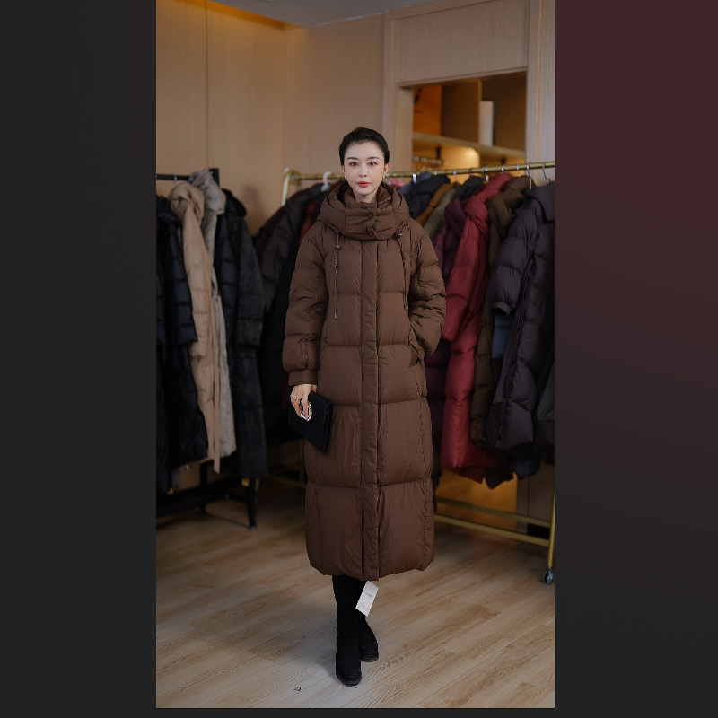 【kx665】冬季时尚填充白鸭绒保暖新款中长款羽绒服