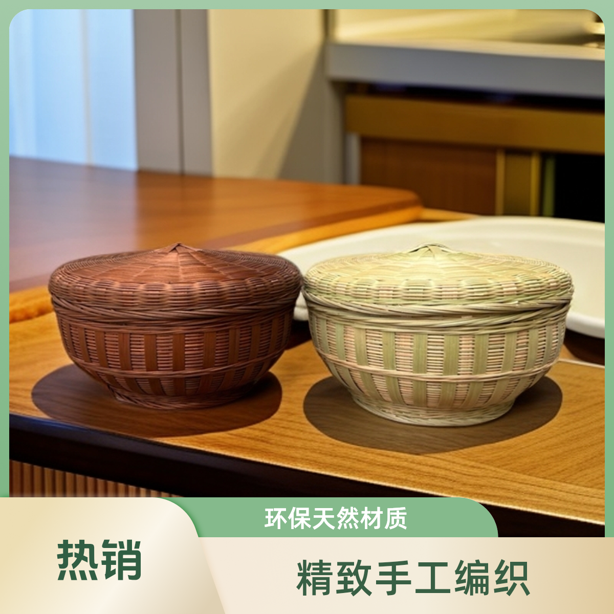 纯手工精编/瓜果/零食/茶杯收纳筐（口径16cm）