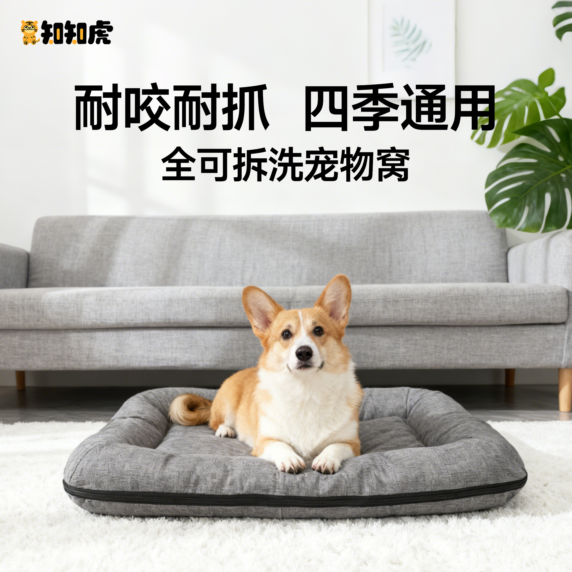 知知虎四季通用可拆洗狗窝猫窝宠物垫子中大型犬适用