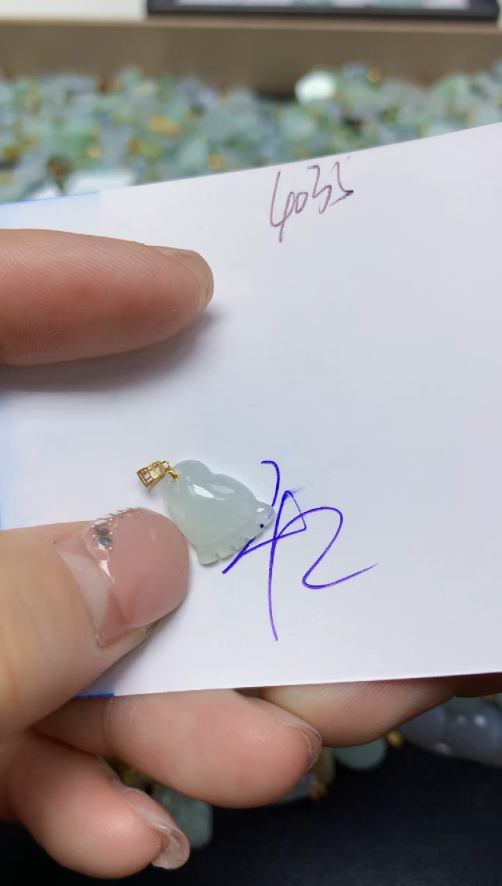 【闪购商品】翡翠挂件18K金镶嵌 天然翡翠A货