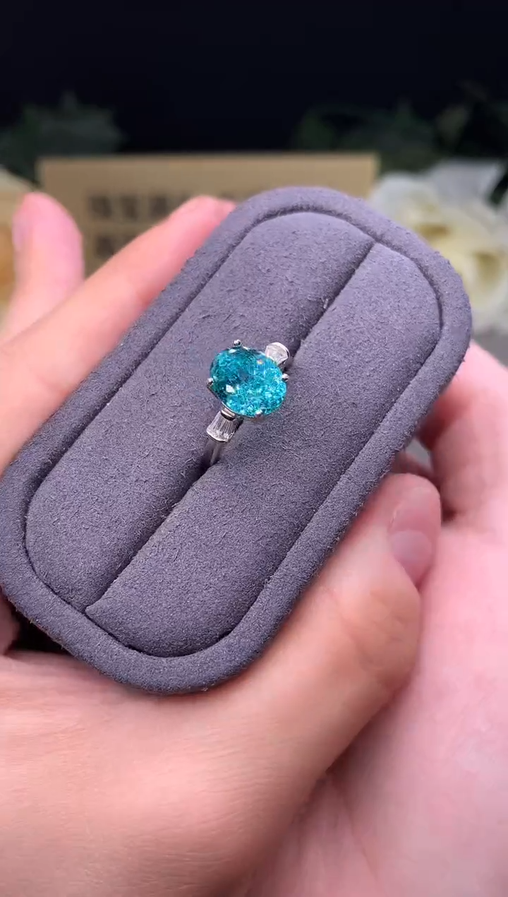 银S925镶嵌戒指帕拉依巴碧玺3333