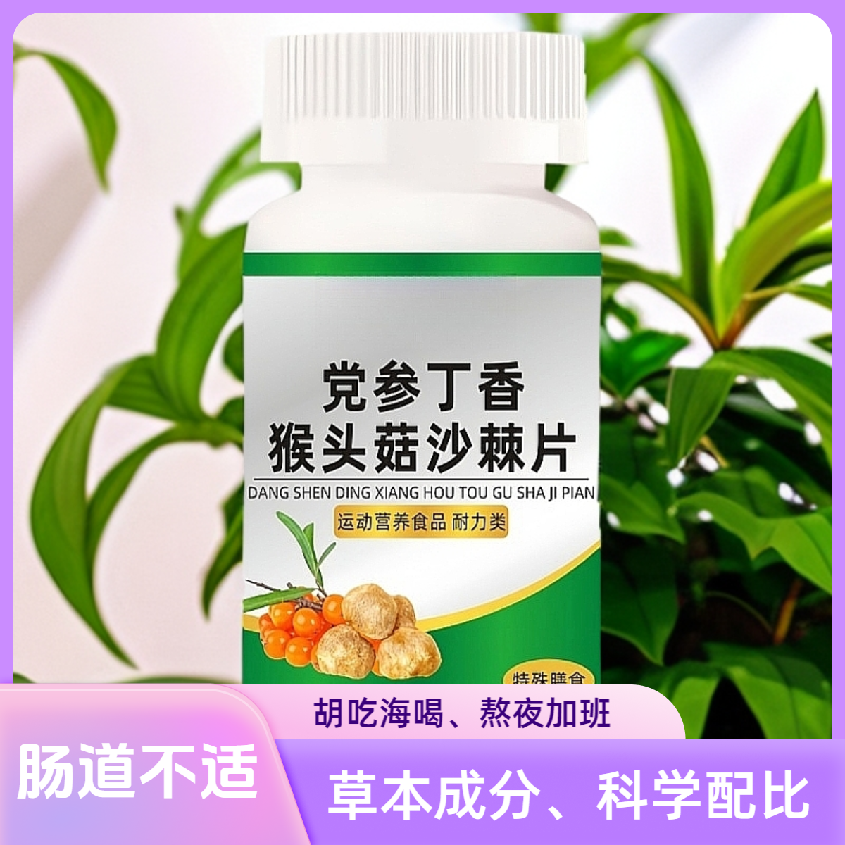 党参丁香猴头菇沙棘片压片糖果药食同源植物萃取精华草本植物糖果