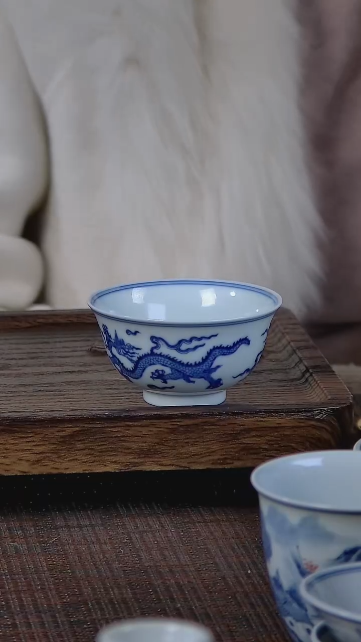【闪购商品】折葵非器手工手绘双龙撇口杯