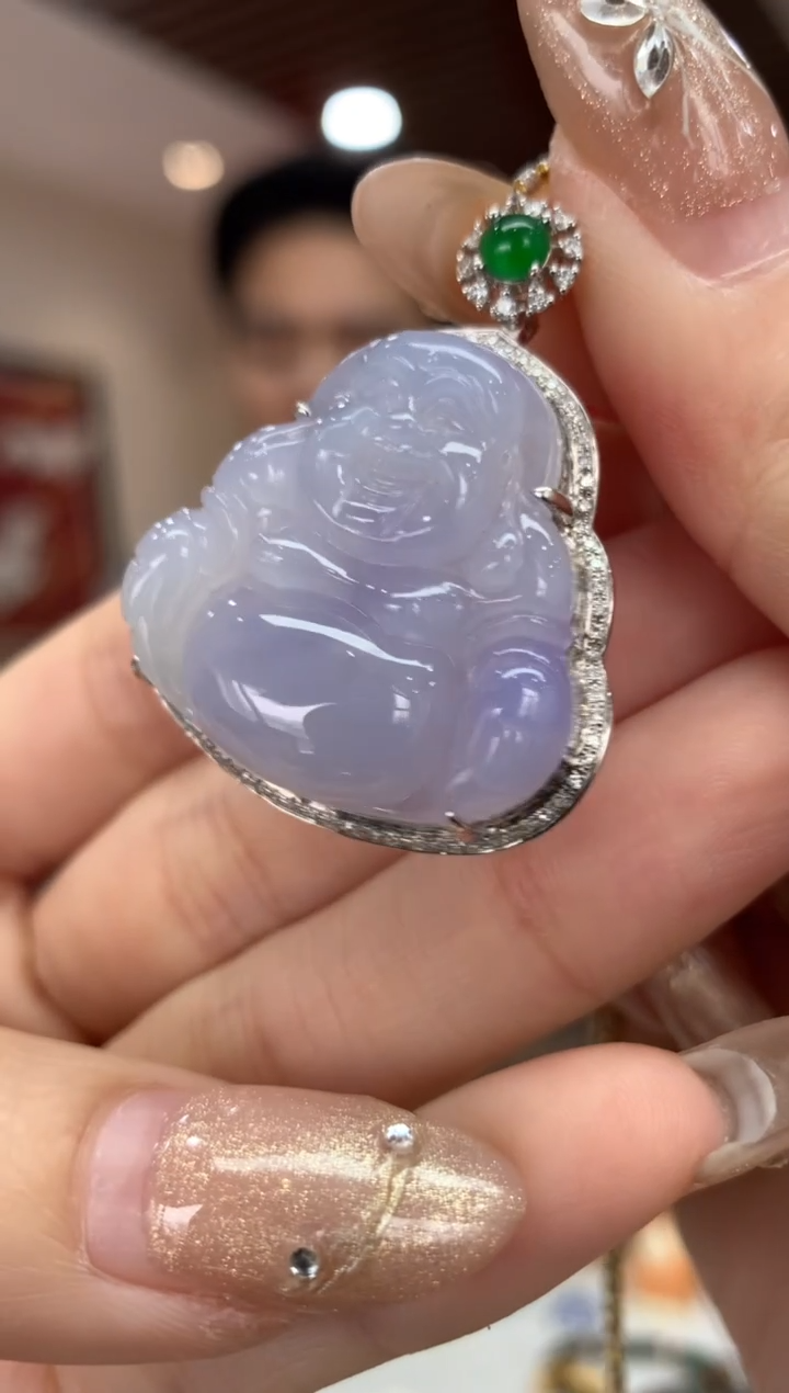 【闪购商品】翡翠吊坠(不含链)18K金镶嵌佛公