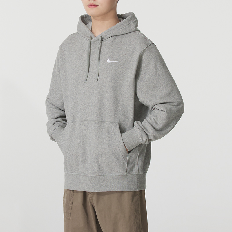Nike耐克连帽长袖卫衣男上衣秋季新款灰色运动服宽松套头衫HF1177