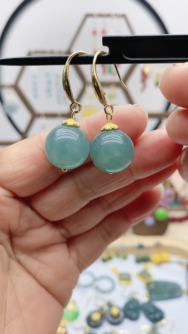 未镶嵌石英质玉（天山翠）耳饰59