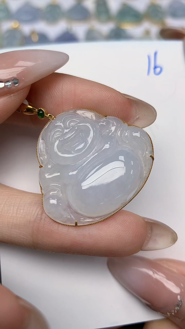 【闪购商品】翡翠颈饰18K金镶嵌天然翡翠A货