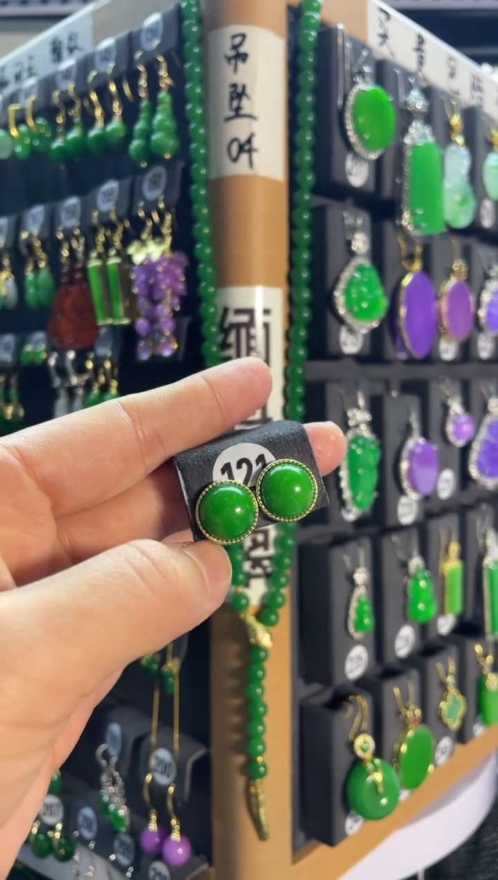 【闪购商品】翡翠耳饰银S925镶嵌121....