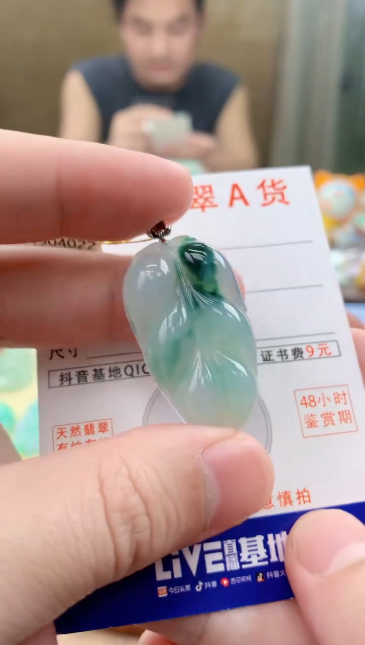 颈饰18K金镶嵌翡翠天然A货翡翠挂件