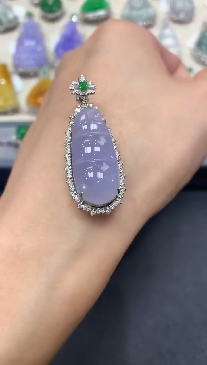 【闪购商品】翡翠吊坠(不含链)18K金镶嵌a142紫货有色差