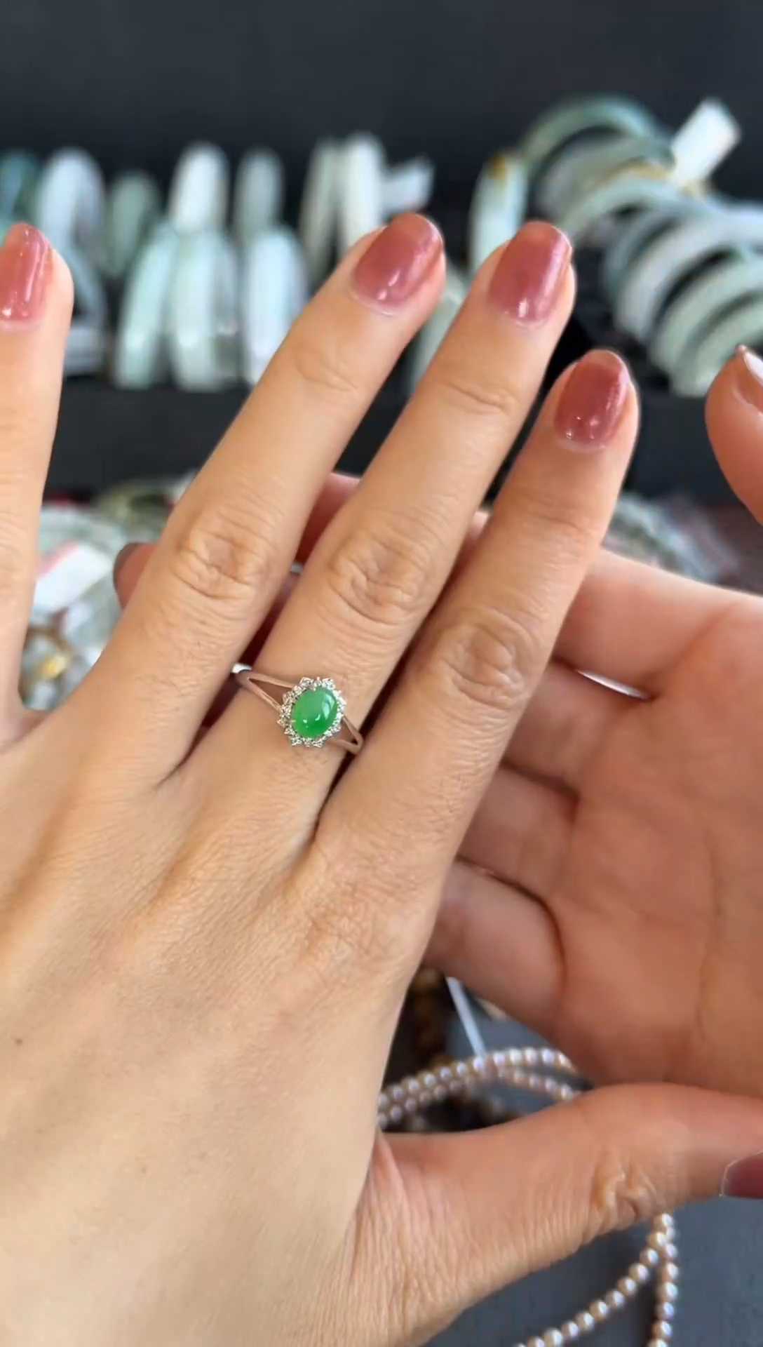 【闪购商品】翡翠戒指18K金镶嵌3号