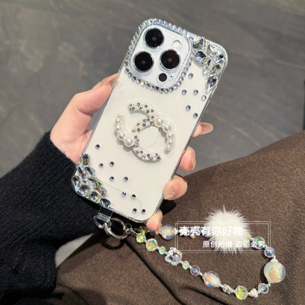 适用苹果华为荣耀oppo/vivo小米手机壳透明软壳堆堆闪钻防摔手链