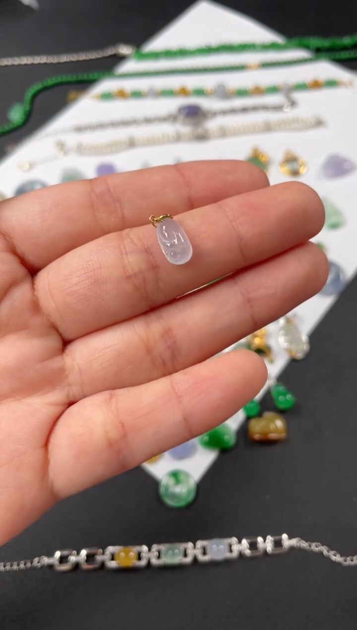 翡翠18K金镶嵌吊坠(不含链)一个    P426