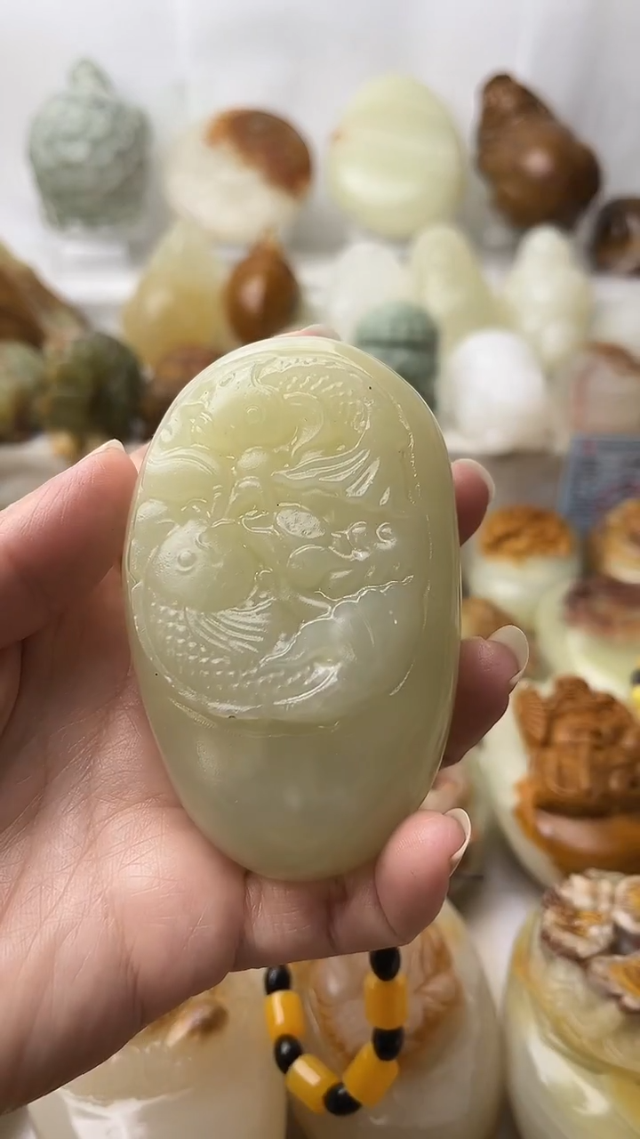 石材古青石棉纹正常不退换锦鲤鱼