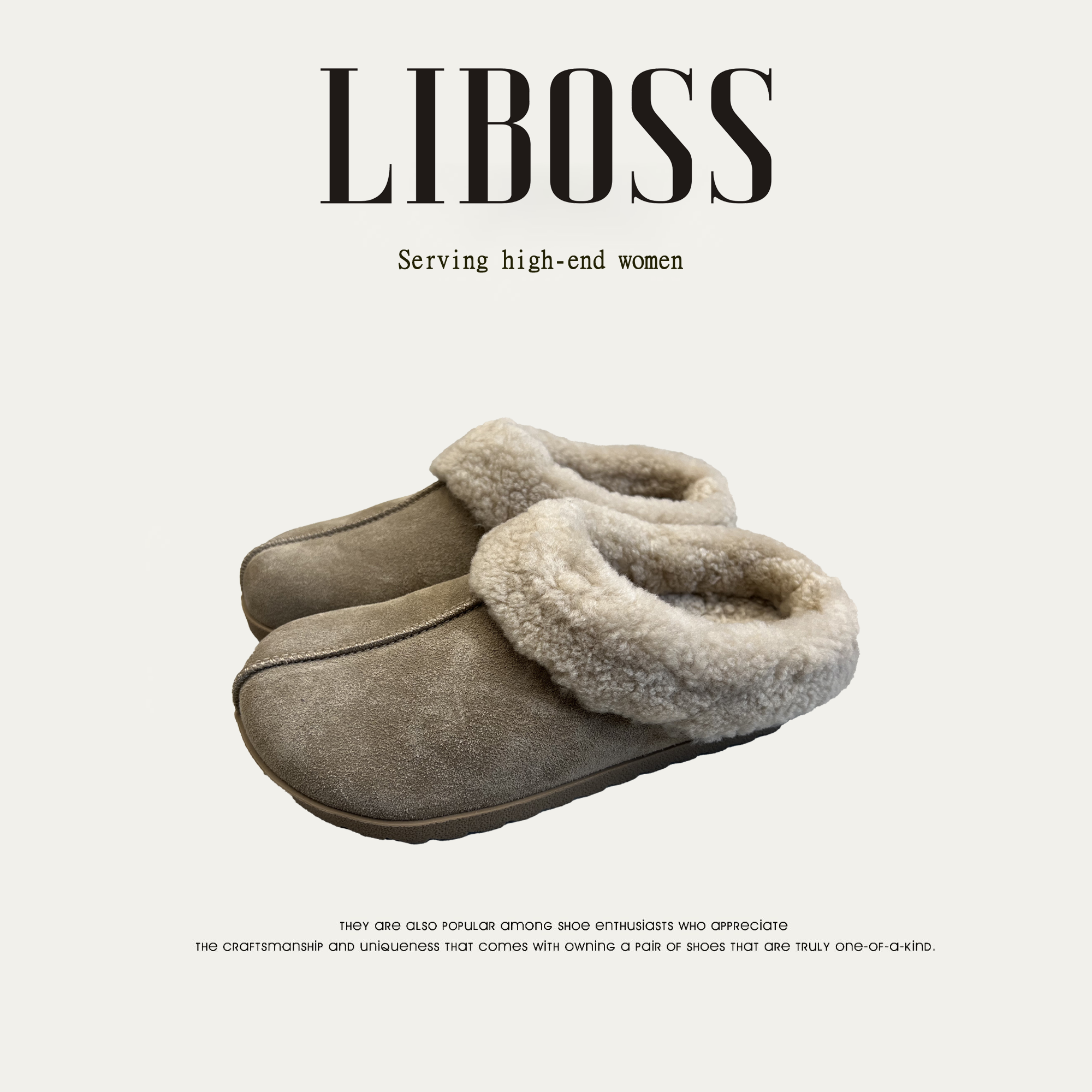 冬季新款【丽boss】A级牛反绒 | 羊毛拖鞋Y8-251099