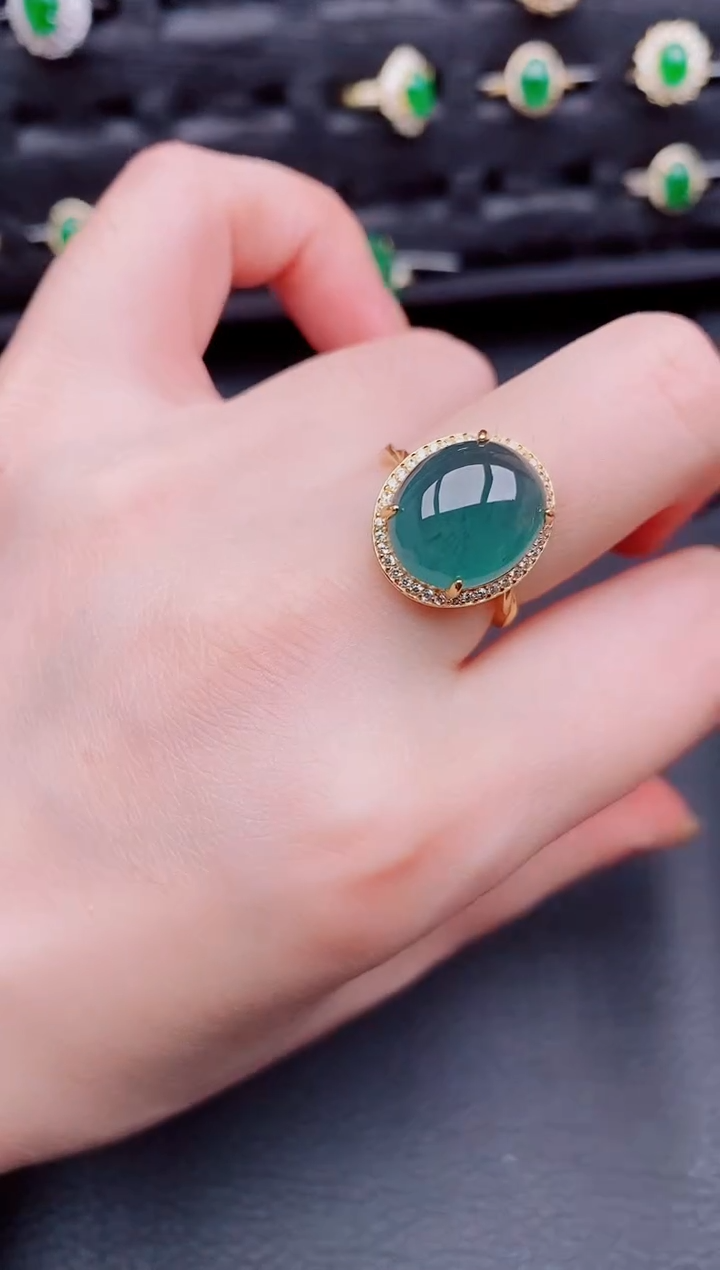 【闪购商品】翡翠戒指银S925镶嵌天然a货翡翠207