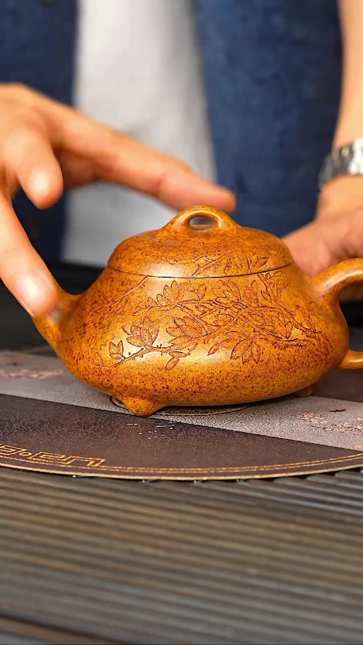 【闪购商品】紫砂茶壶WSY 龙骨金砂 汉棠石瓢 400cc