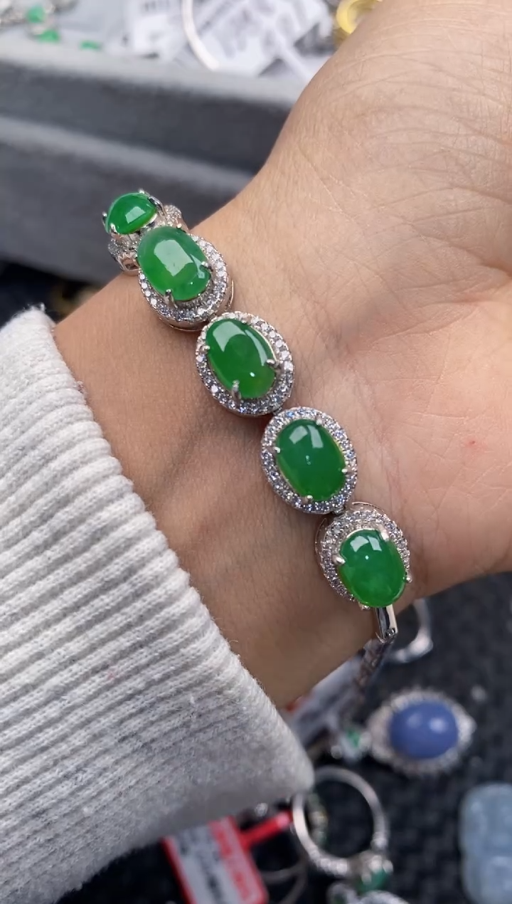 银S925镶嵌戒指翡翠777---8