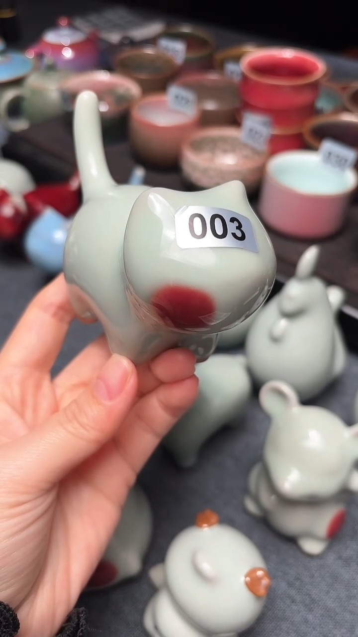 【闪购商品】钧瓷茶宠 腮红猫咪