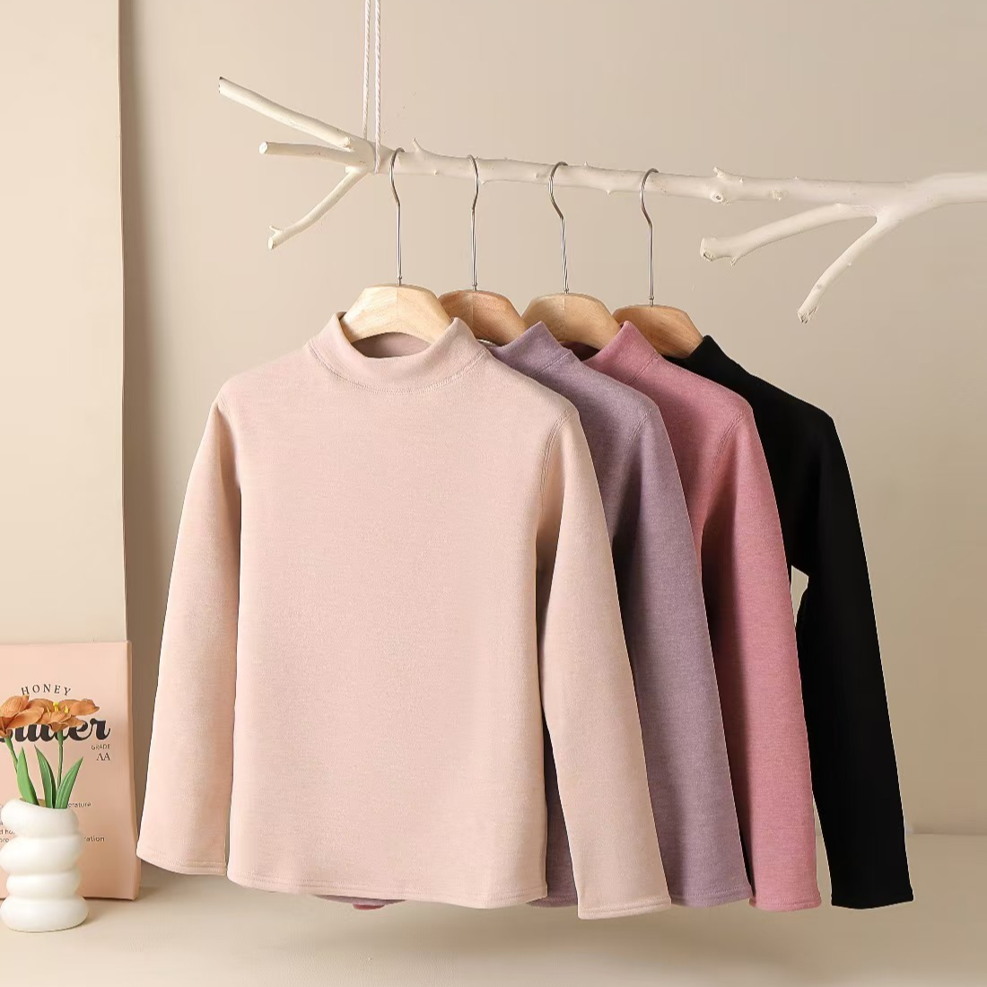 【保暖衣】石墨烯女士中领长袖加绒加厚保暖上衣内穿显瘦贴身冬季