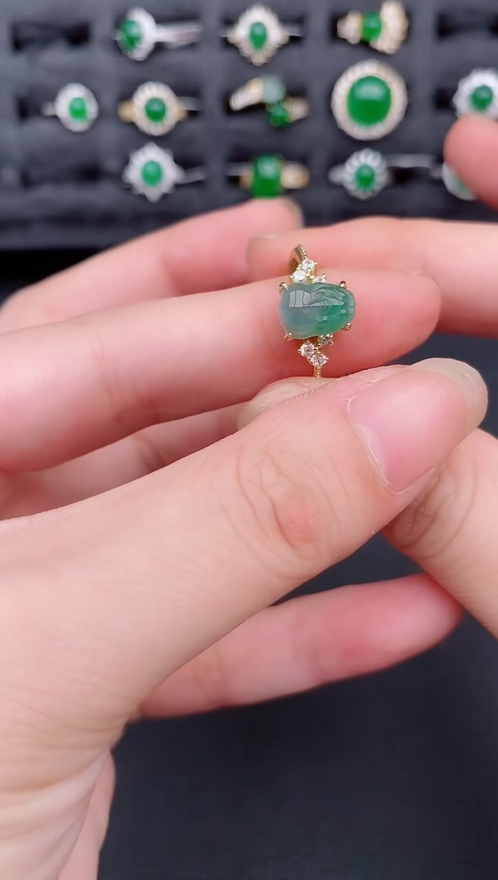 银S925镶嵌戒指翡翠天然a货翡翠316