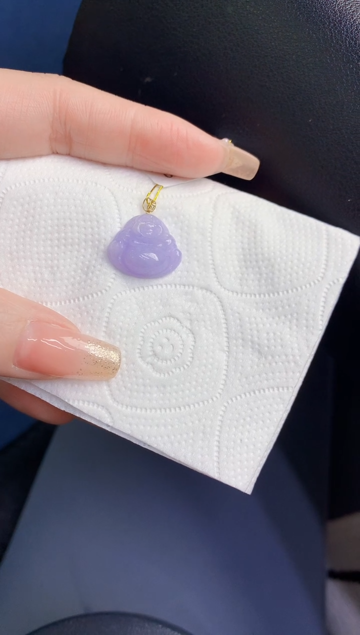 颈饰18K金镶嵌翡翠缅甸天然翡翠A货