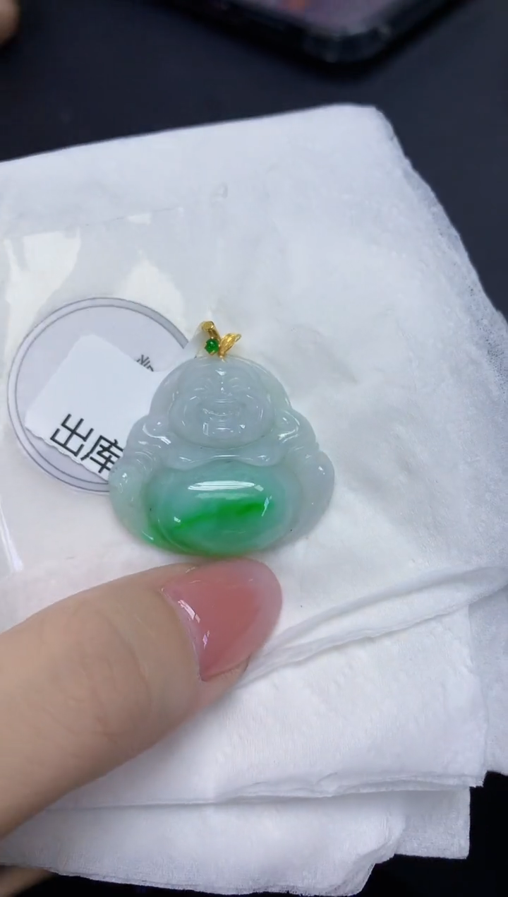 颈饰18K金镶嵌翡翠天然缅甸翡翠A货多样性发一件