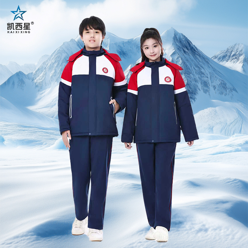 萍乡中小学统一款式秋冬季冲锋衣校服套装加绒加厚班服男女指定款