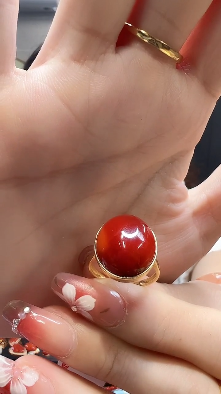 【闪购商品】南红玛瑙戒指18K金镶嵌/TF