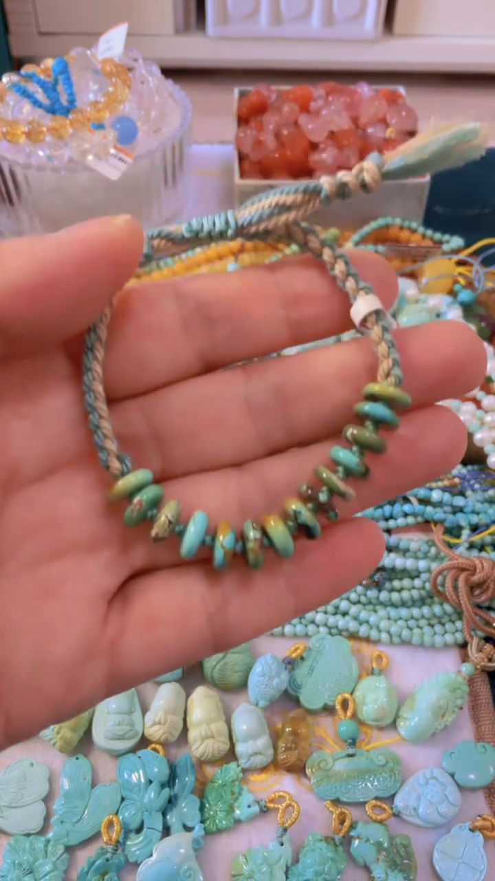 未镶嵌绿松石手串8+mm算盘珠手串