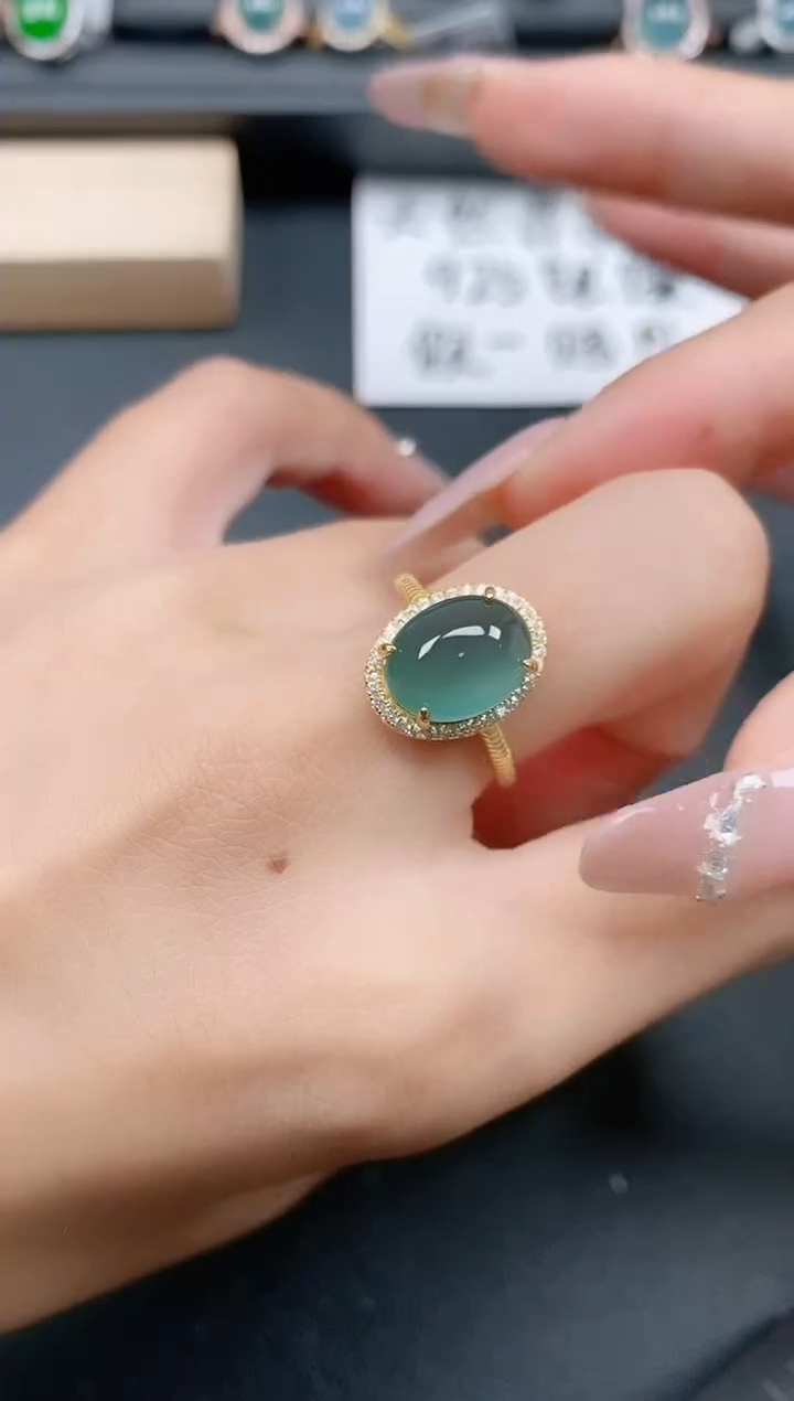 银S925镶嵌戒指翡翠111