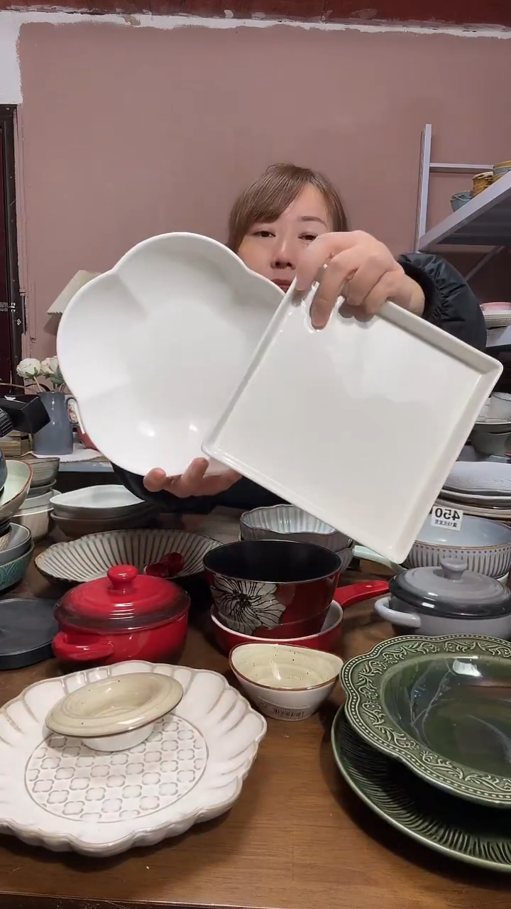 陶瓷微瑕(2个装）白色方盘套装