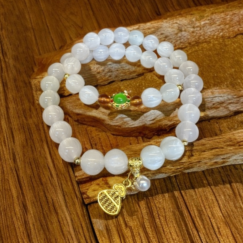 非金属仿水晶手链 22变色海云母葫芦双圈手串10855（无礼盒）