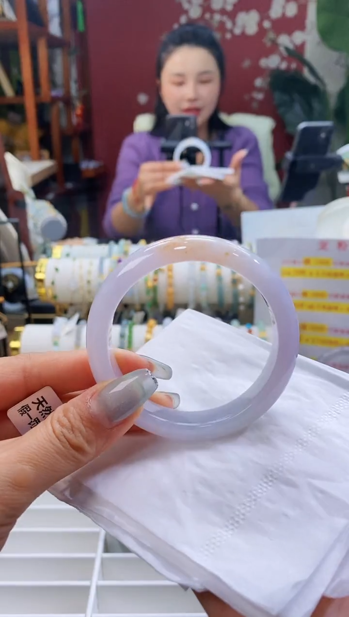 【闪购商品】翡翠手镯未镶嵌108紫底54-56/12.7*7.8