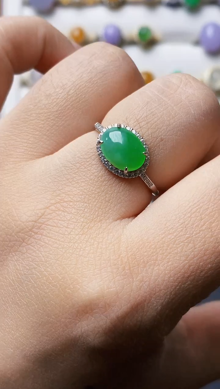 银S925镶嵌戒指翡翠3647