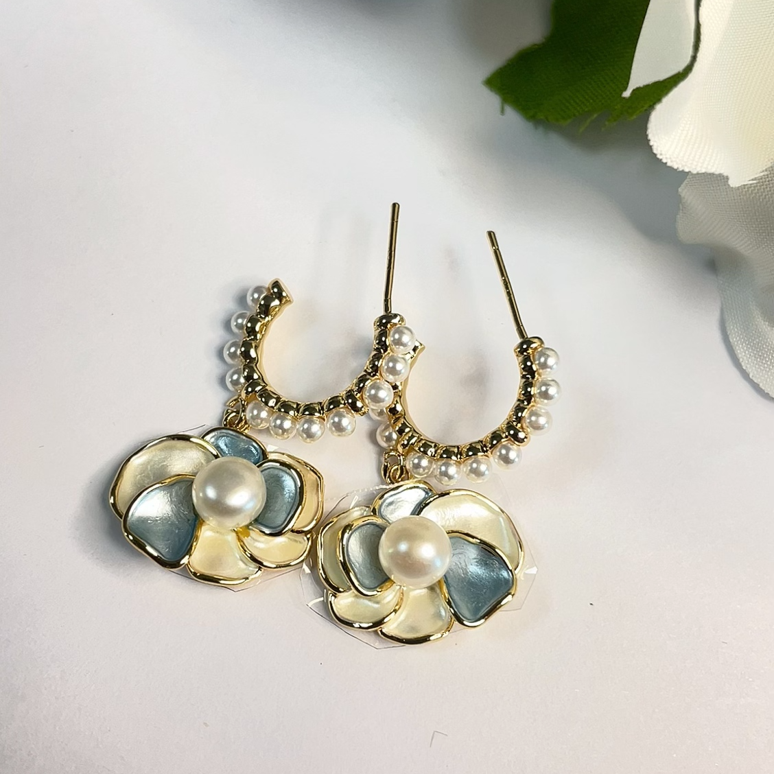 铜合金树脂耳饰 铜合金玻璃典时尚百搭高级感贵气耳饰CPE000268