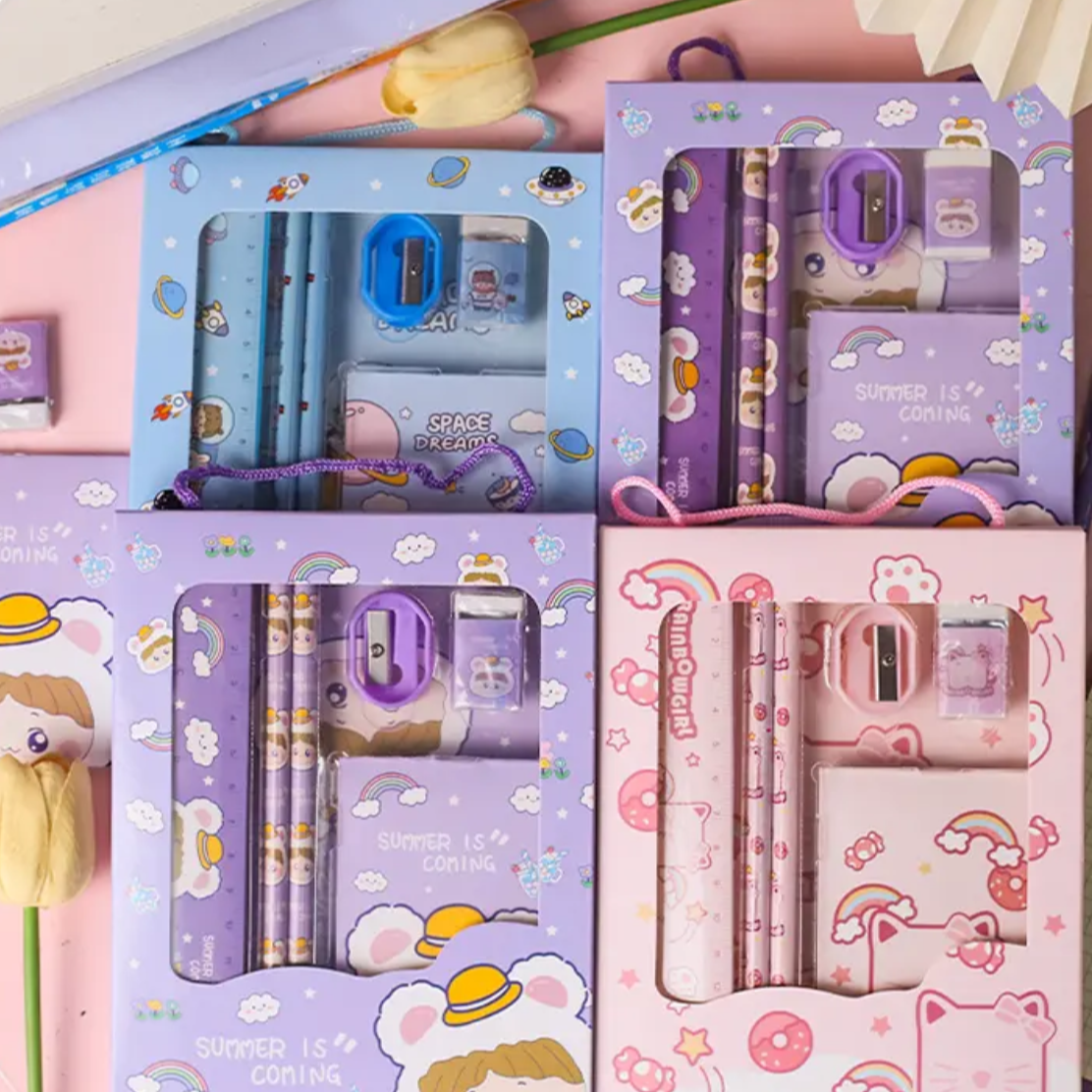 儿童盲盒卡通套装文具六件套