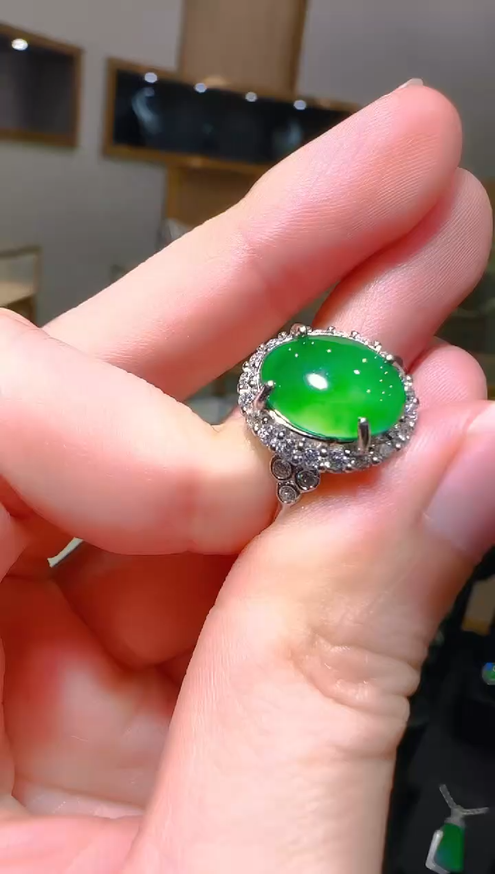 【闪购商品】翡翠戒指银S925镶嵌天然翡翠A货多样性发一件