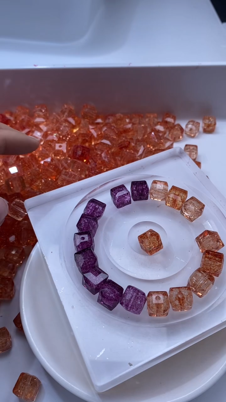 颈饰未镶嵌水晶W3315-金橙色碧玺方糖10mm*10颗