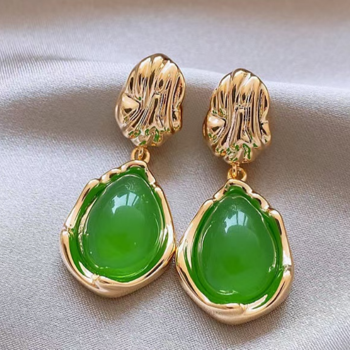 韩版简约气质优雅水滴耳环轻奢高级感简约不规则褶皱耳环ZD0714