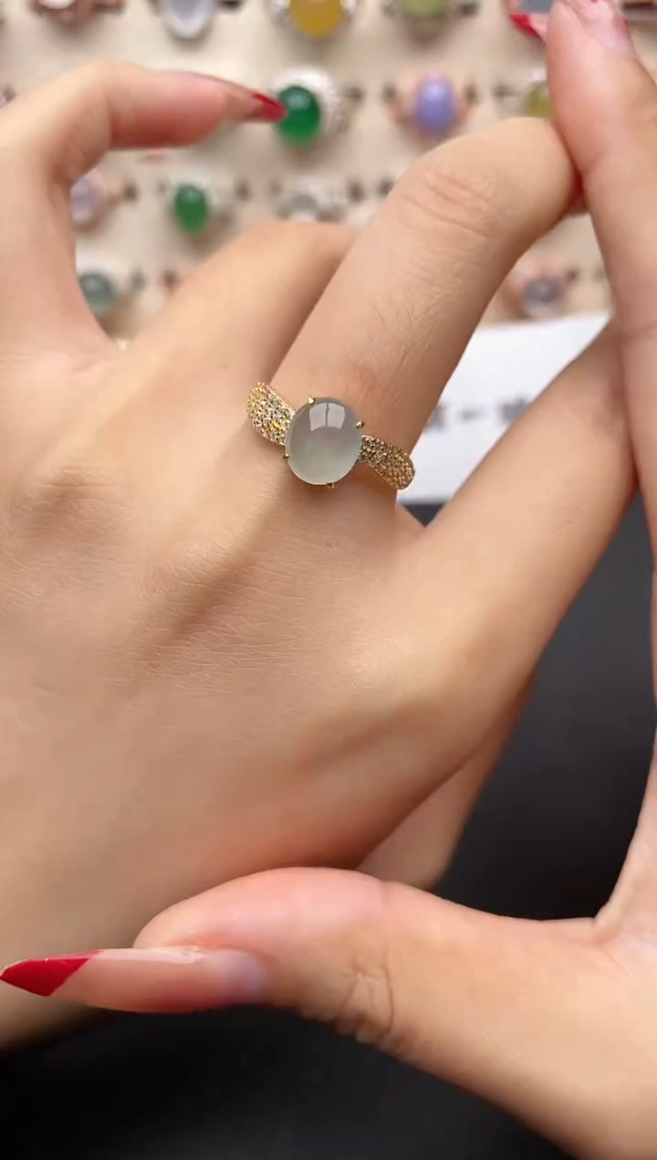 【闪购商品】翡翠戒指银S925镶嵌一物一证一礼盒