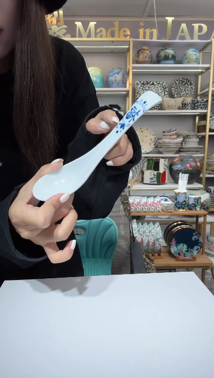 陶瓷蓝凛堂福字勺子2只