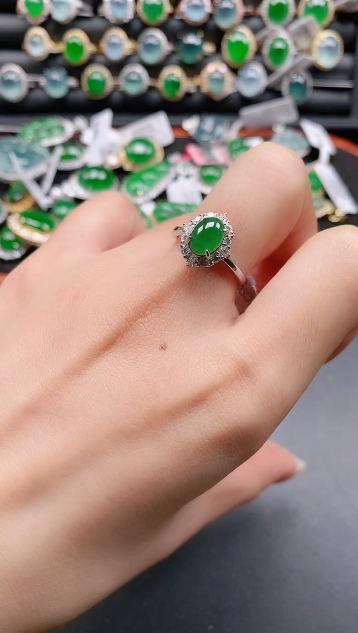 银S925镶嵌戒指翡翠111111