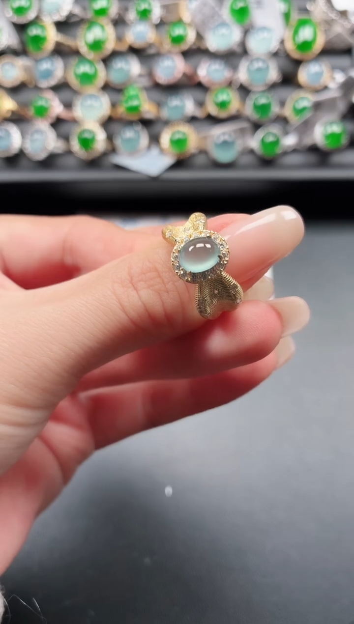 银S925镶嵌戒指翡翠1