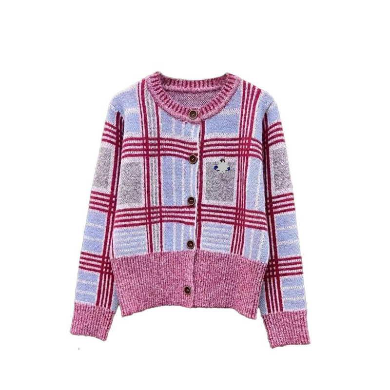 VAZSLVE/原创设计 新款复古格纹撞色慵懒风毛衣女KS054